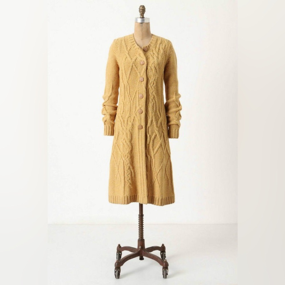 Anthropologie Cable Knit Long Cardigan Sweater S